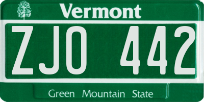 VT license plate ZJO442