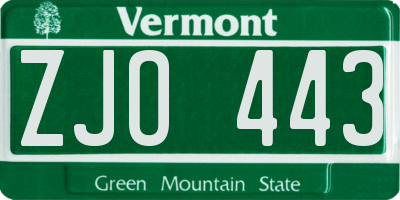 VT license plate ZJO443
