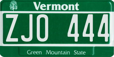 VT license plate ZJO444