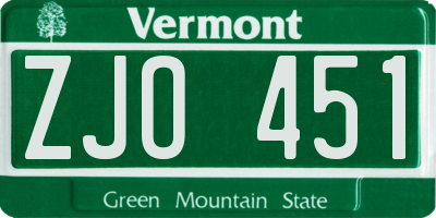 VT license plate ZJO451