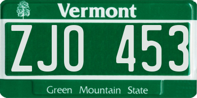 VT license plate ZJO453