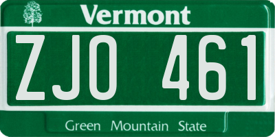 VT license plate ZJO461