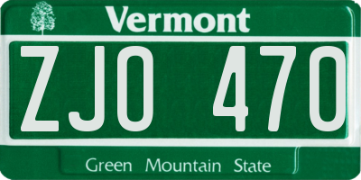 VT license plate ZJO470