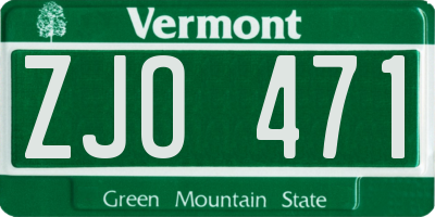 VT license plate ZJO471