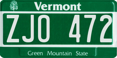 VT license plate ZJO472