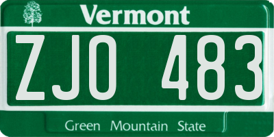 VT license plate ZJO483