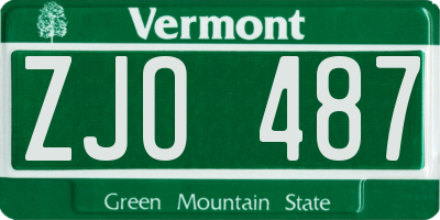 VT license plate ZJO487