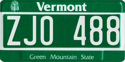 VT license plate ZJO488