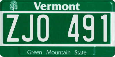 VT license plate ZJO491