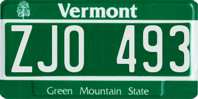 VT license plate ZJO493