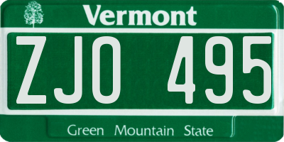 VT license plate ZJO495