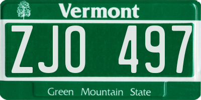 VT license plate ZJO497