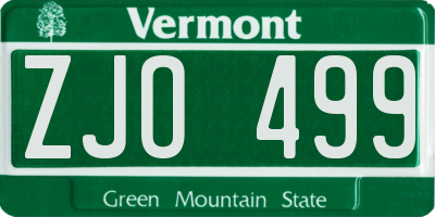 VT license plate ZJO499