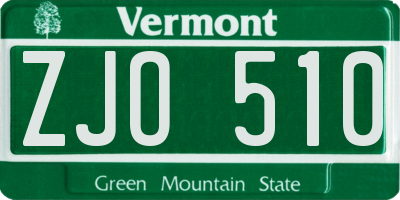 VT license plate ZJO510