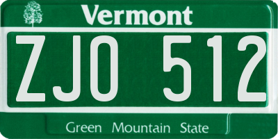 VT license plate ZJO512