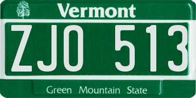 VT license plate ZJO513
