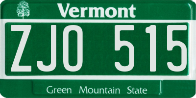 VT license plate ZJO515