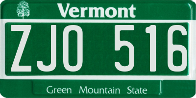 VT license plate ZJO516