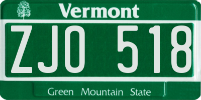 VT license plate ZJO518