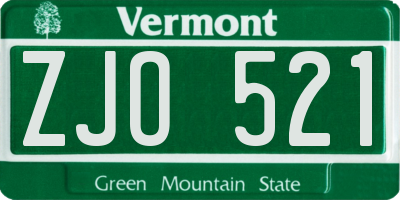 VT license plate ZJO521