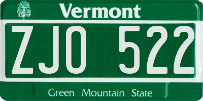 VT license plate ZJO522