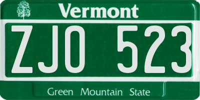 VT license plate ZJO523