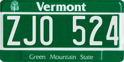 VT license plate ZJO524