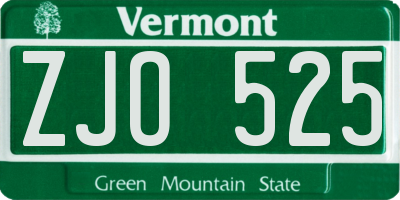 VT license plate ZJO525