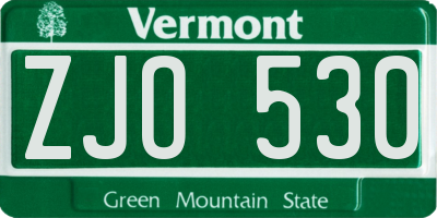VT license plate ZJO530