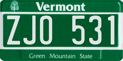 VT license plate ZJO531