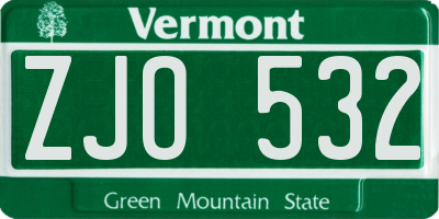 VT license plate ZJO532
