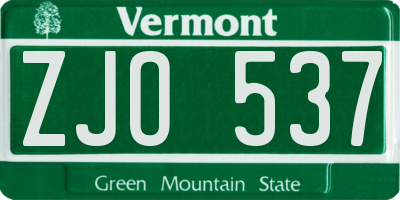 VT license plate ZJO537