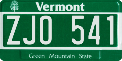VT license plate ZJO541