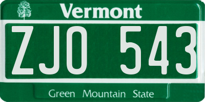 VT license plate ZJO543