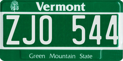 VT license plate ZJO544