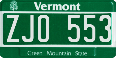 VT license plate ZJO553