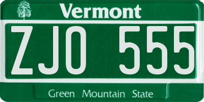 VT license plate ZJO555
