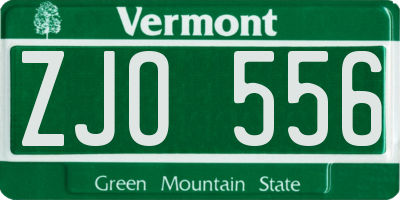 VT license plate ZJO556