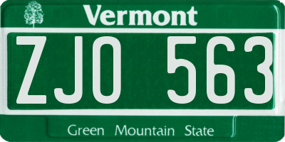 VT license plate ZJO563