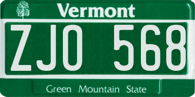 VT license plate ZJO568
