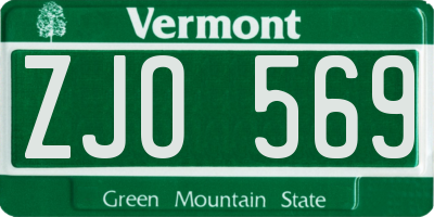 VT license plate ZJO569
