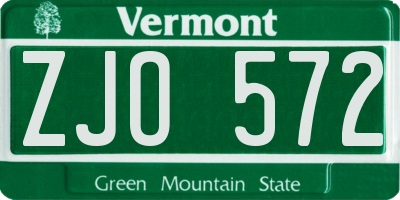 VT license plate ZJO572