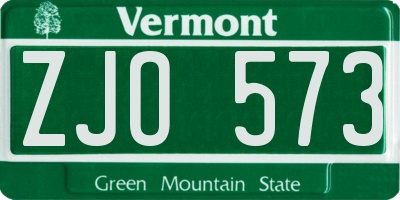 VT license plate ZJO573