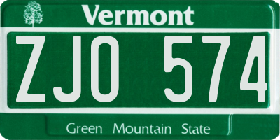 VT license plate ZJO574