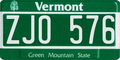 VT license plate ZJO576