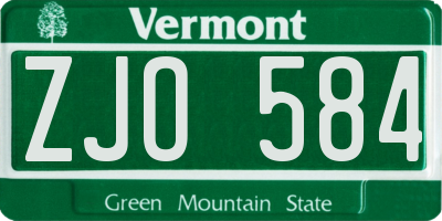 VT license plate ZJO584