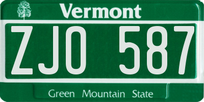 VT license plate ZJO587