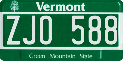 VT license plate ZJO588