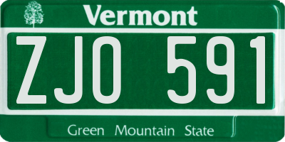 VT license plate ZJO591