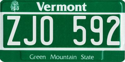 VT license plate ZJO592